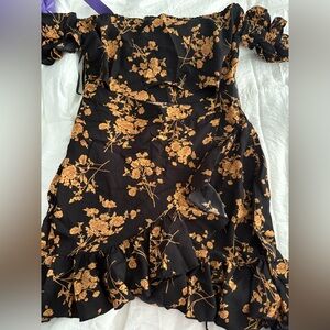 Floral Black and Gold Women's Dress